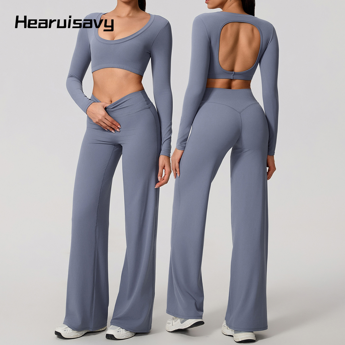 Pilates Yoga Wrap Top - Hearuisavy Sports Set 2Pcs Women's Long