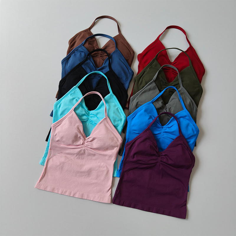 Pilates Yoga Wrap Top - Women's Halter Neck Sports Top, Seamless