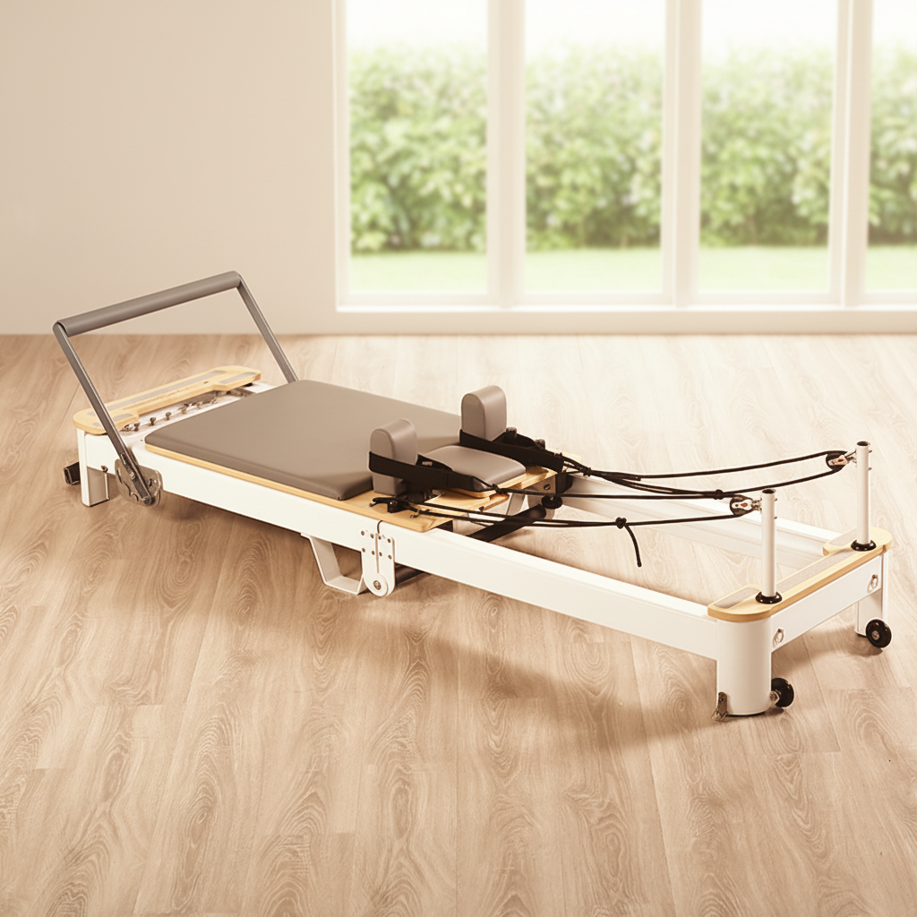 Pilates & Yoga With Harna - Premium Foldable Aluminum Pilates Reformer, Space-Saving