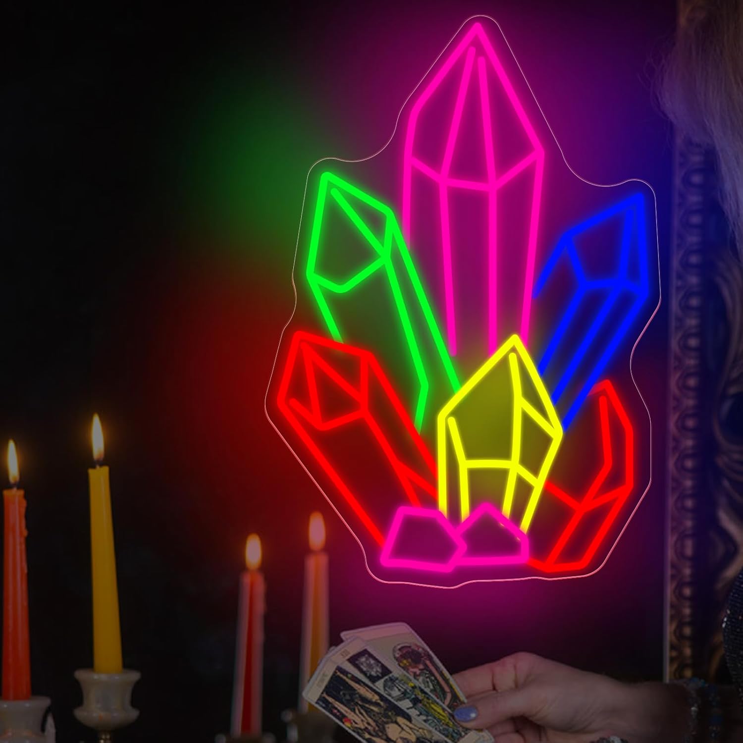 Crystals Stones Tarot Neon Sig - Pilates Yoga Room ulasan dan harga
